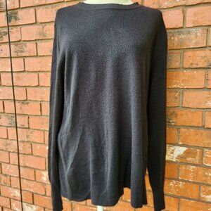 Black Soft Long Sleeve Acrylic Sweater Pullover Top Size XL